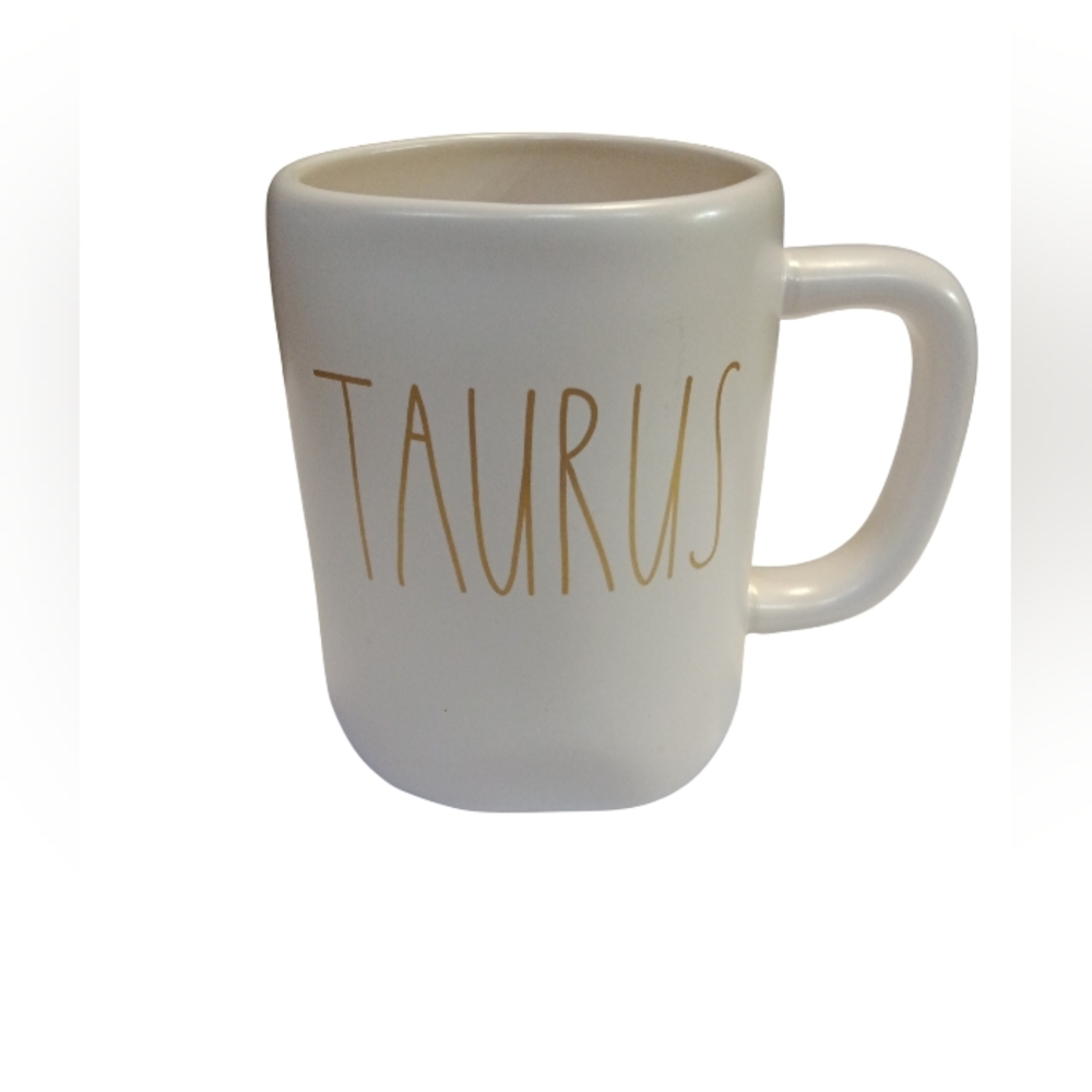 Rae Dunn Cream Taurus Mug with Gold Lettering